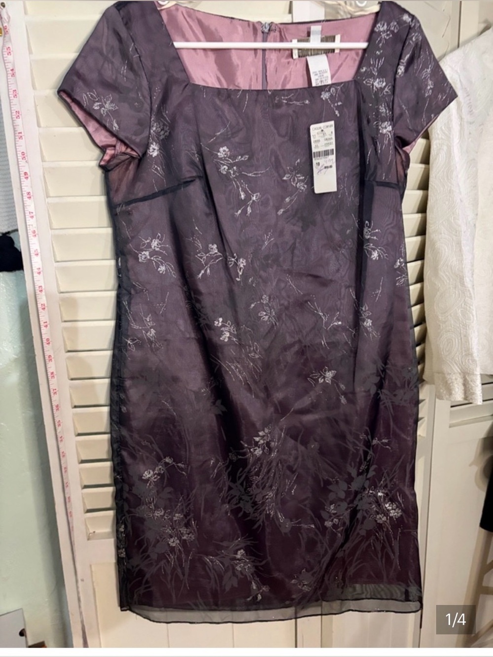 NWT Vintage Deadstock Casual Corner Purple Floral Metallic Dress - Picture 5 of 5